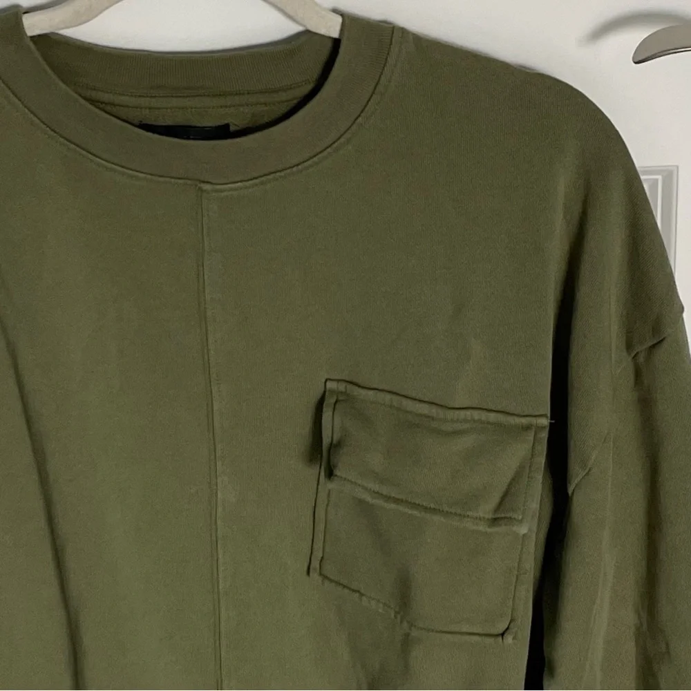 J. Crew University terry patch-pocket Sweatshirt army green 35799